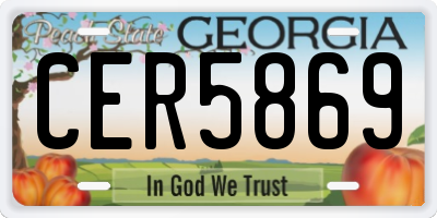 GA license plate CER5869