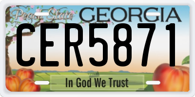 GA license plate CER5871