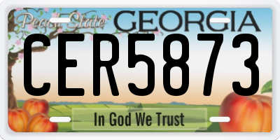 GA license plate CER5873
