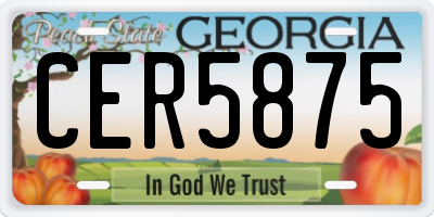 GA license plate CER5875