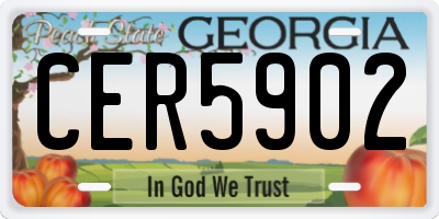 GA license plate CER5902