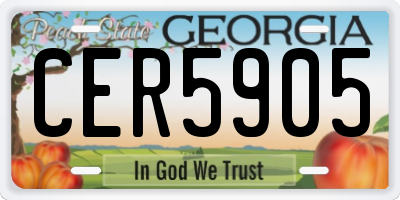 GA license plate CER5905