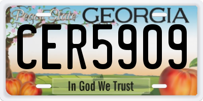 GA license plate CER5909