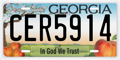 GA license plate CER5914