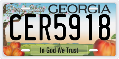 GA license plate CER5918