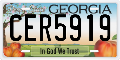 GA license plate CER5919