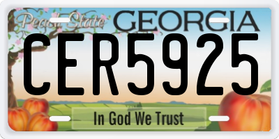 GA license plate CER5925