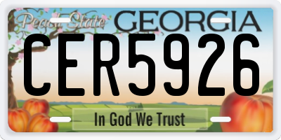 GA license plate CER5926