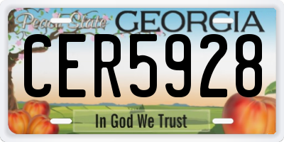 GA license plate CER5928