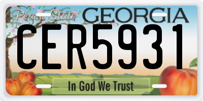 GA license plate CER5931