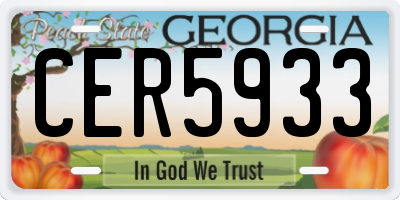 GA license plate CER5933