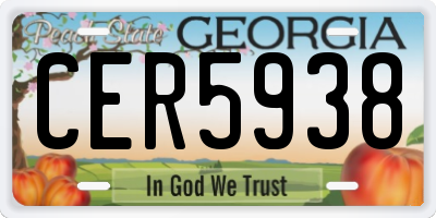 GA license plate CER5938