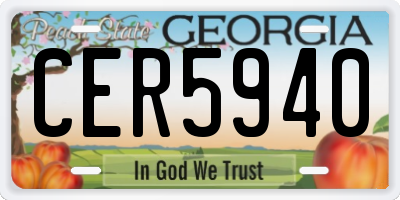 GA license plate CER5940