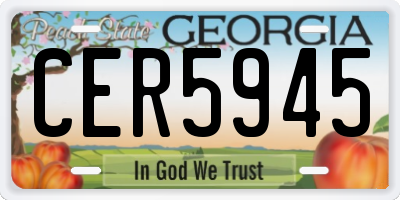 GA license plate CER5945