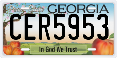 GA license plate CER5953