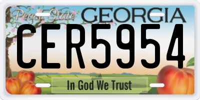 GA license plate CER5954