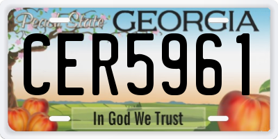 GA license plate CER5961