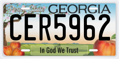 GA license plate CER5962