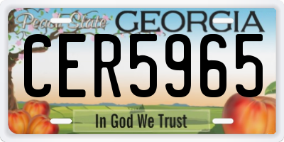 GA license plate CER5965