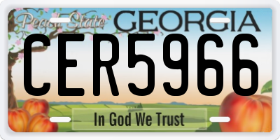 GA license plate CER5966