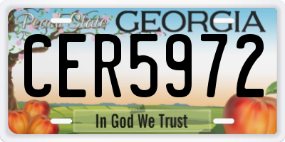 GA license plate CER5972