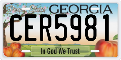 GA license plate CER5981