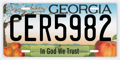 GA license plate CER5982