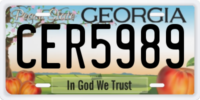 GA license plate CER5989