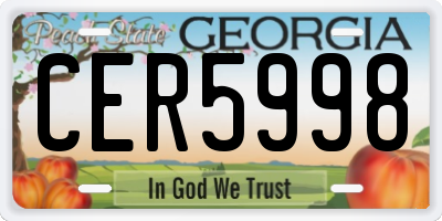 GA license plate CER5998