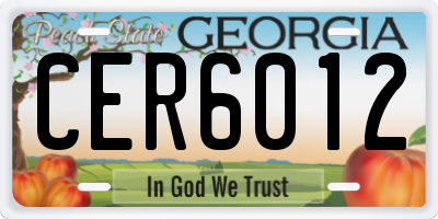 GA license plate CER6012