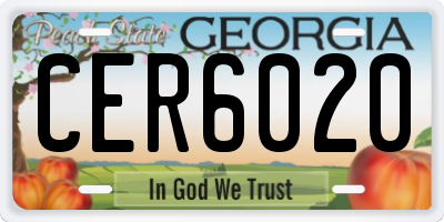GA license plate CER6020