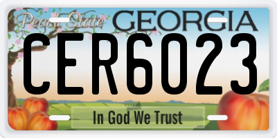 GA license plate CER6023