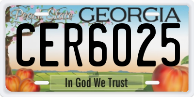 GA license plate CER6025