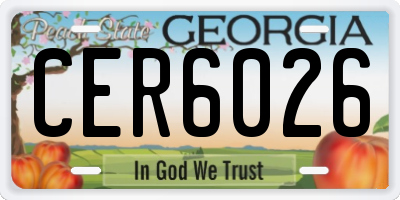 GA license plate CER6026