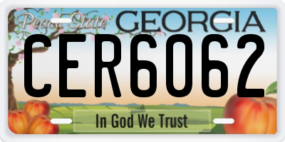 GA license plate CER6062