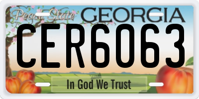 GA license plate CER6063