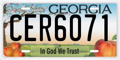 GA license plate CER6071