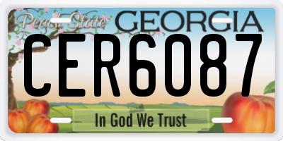 GA license plate CER6087