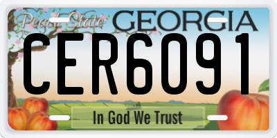 GA license plate CER6091