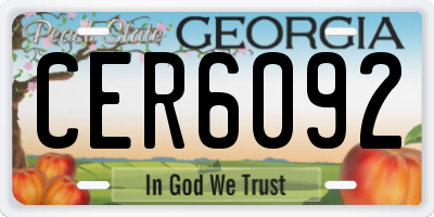 GA license plate CER6092