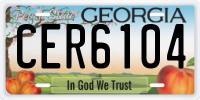 GA license plate CER6104