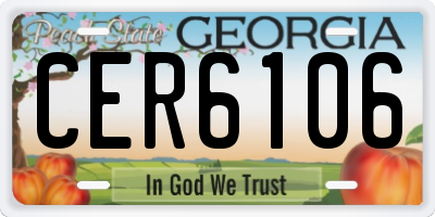 GA license plate CER6106