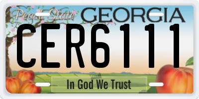 GA license plate CER6111