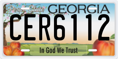 GA license plate CER6112