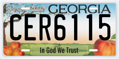 GA license plate CER6115