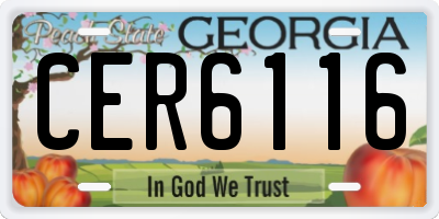 GA license plate CER6116