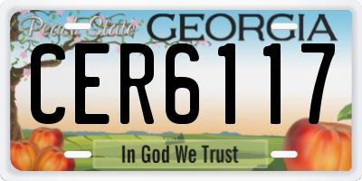 GA license plate CER6117