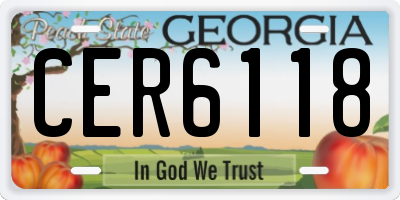 GA license plate CER6118