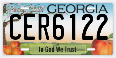GA license plate CER6122