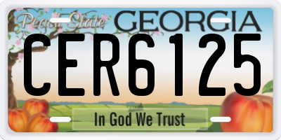 GA license plate CER6125